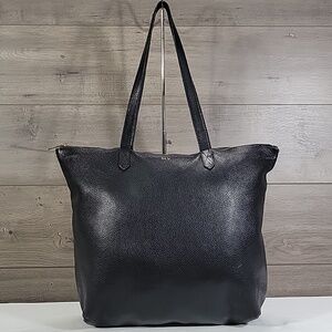 Large Cuyana Classic Black Pebble Leather Tote Bag